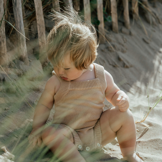 Organic Knitted Bodysuit - Fawn