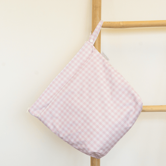 Grab & Go Nappy Wet Bags With Handle - Rose Gingham