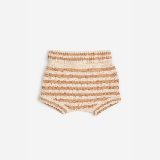 Organic Knitted Shorts - Striped Fawn