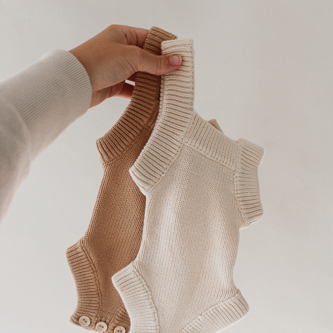 Organic Knitted Bodysuit - Milk