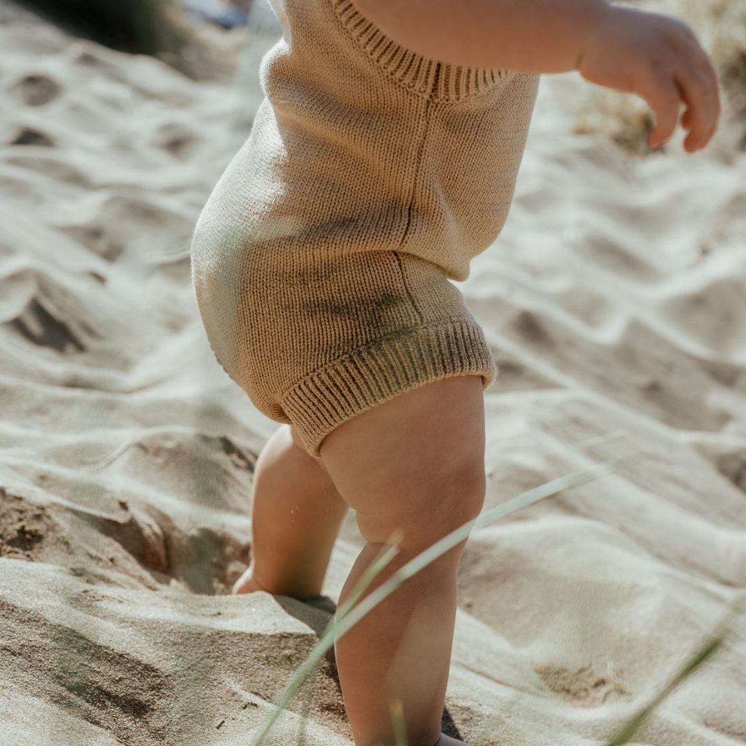 Organic Knitted Bodysuit - Fawn