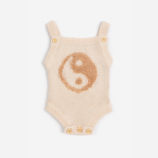 Organic Yin Yang Knitted Romper - Milk