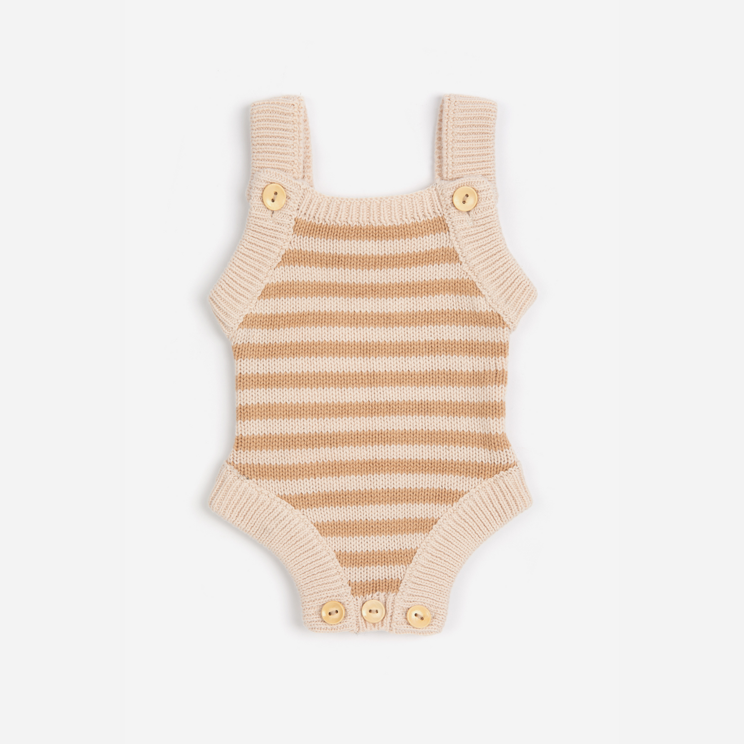 Organic Striped Knit Romper - Fawn