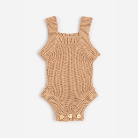 Organic Knitted Bodysuit - Fawn