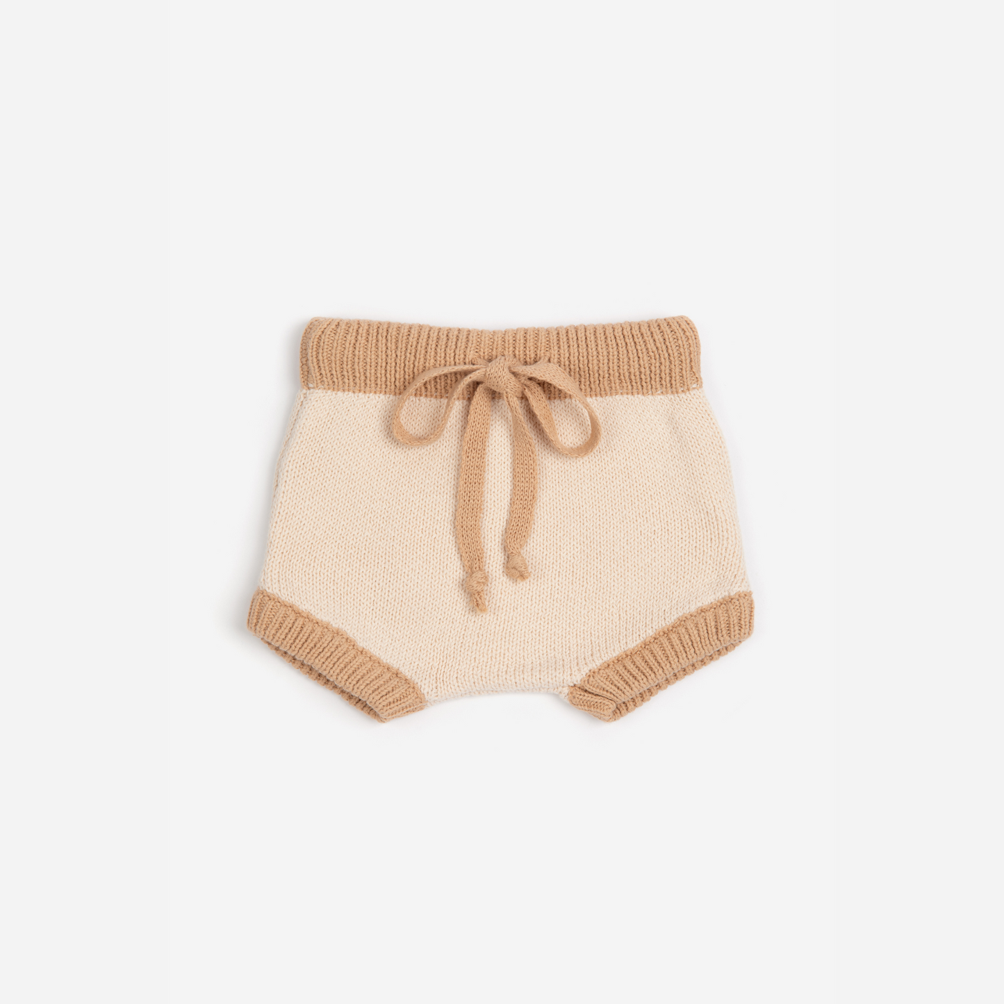 Organic Duo-Colour Knitted Shorts - Fawn/Milk