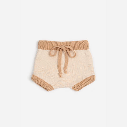 Organic Duo-Colour Knitted Shorts - Fawn/Milk