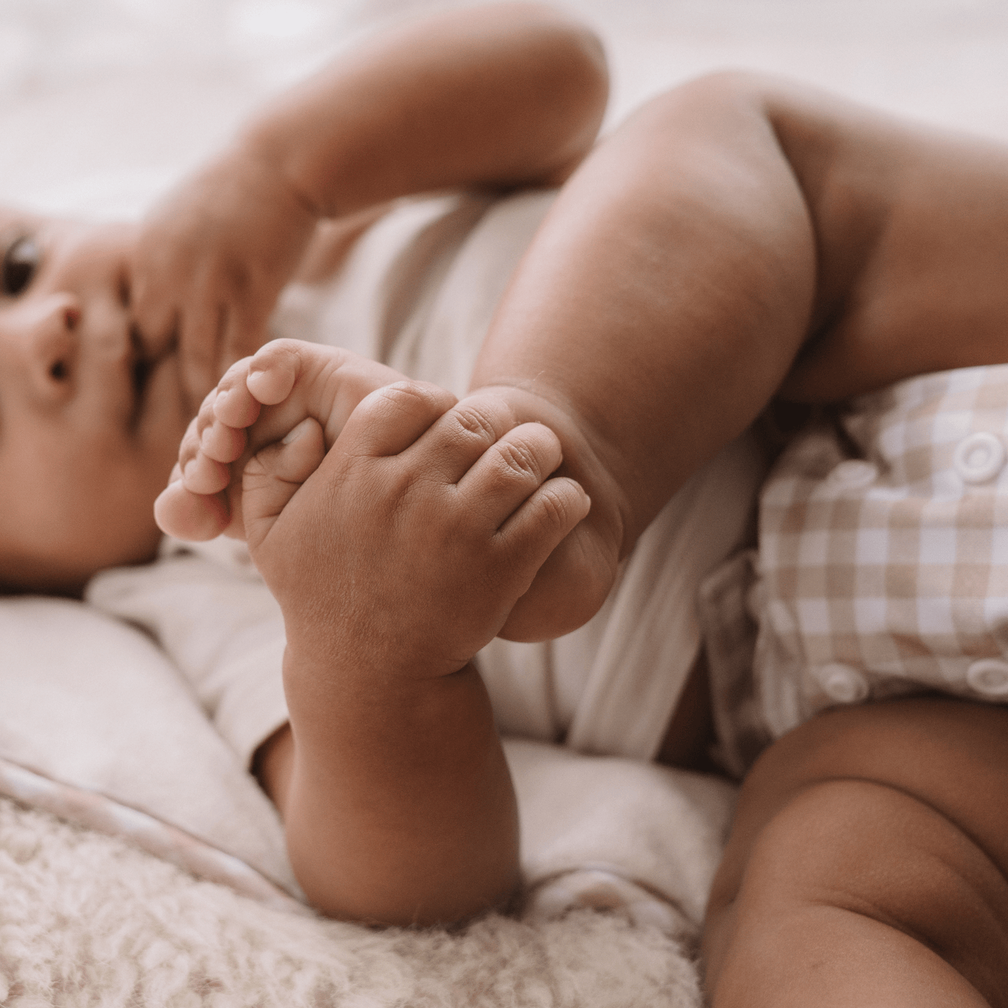 One Size All-In-One Reusable Cloth Nappy - Gingham Taupe