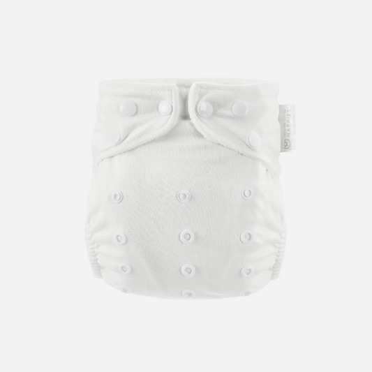 One Size All-In-One Reusable Cloth Nappy - Pure White