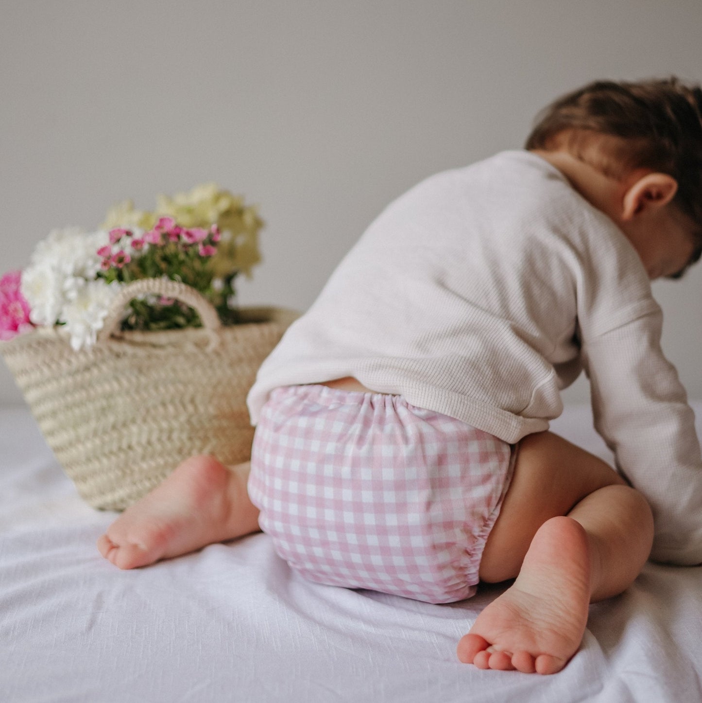 One Size All-In-One Reusable Cloth Nappy - Rose Gingham