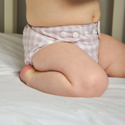 One Size All-In-One Reusable Cloth Nappy - Rose Gingham