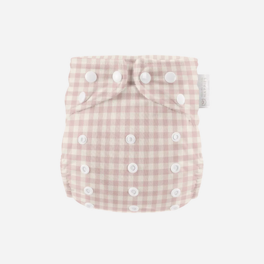 One Size All-In-One Reusable Cloth Nappy - Rose Gingham